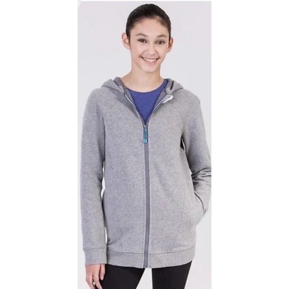 Ivivva Lululemon Girl's Size 12 Sea To Sky Hoodie Full Zip Gray Logo